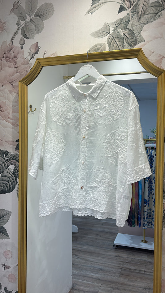 ELIZA white embroidered blouse
