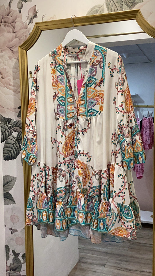 SIENNA stone multi paisley printed dress