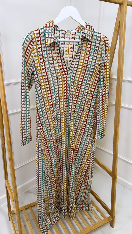 ROCHELLE multi crochet collar maxi dress