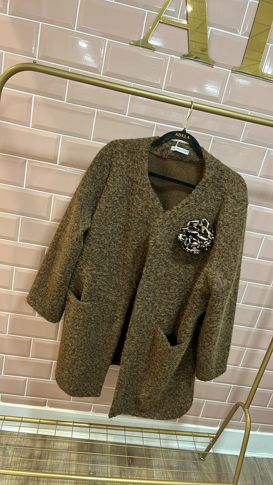 INDIA brown wooly effect broach jacket