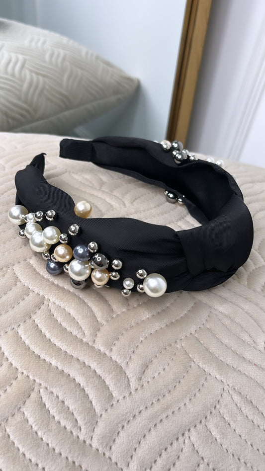 AMELIA black knot pearl hairband