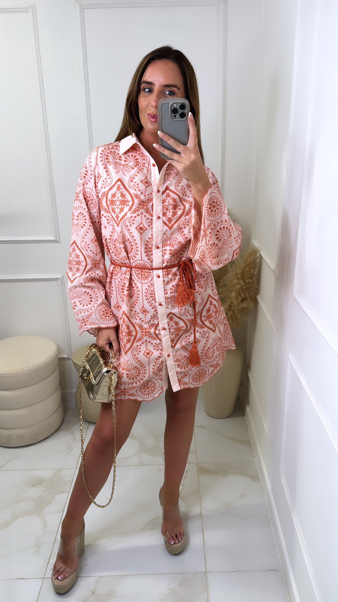 LUCIA peach broderie summer dress