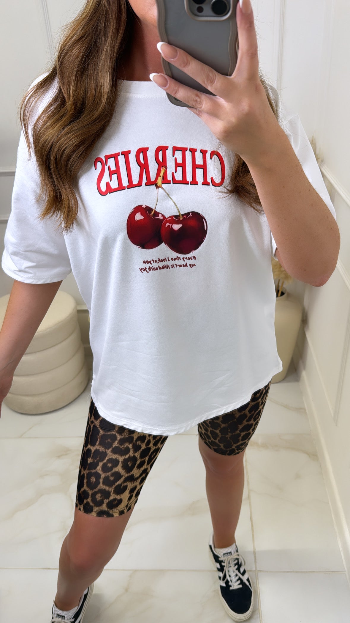 AMELIA white cherries slogan t-shirt