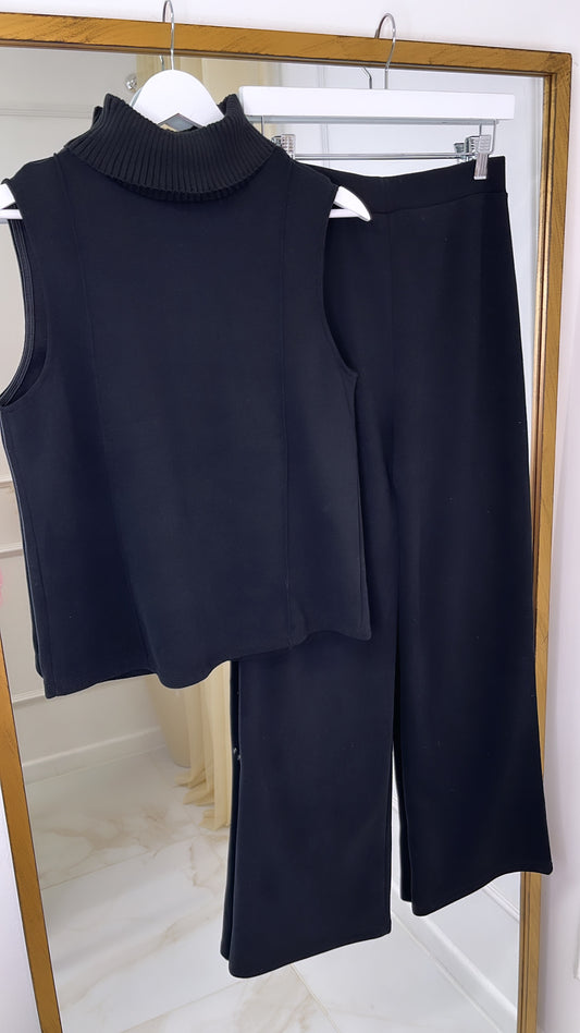 CHLOE black roll neck knitted lounge set