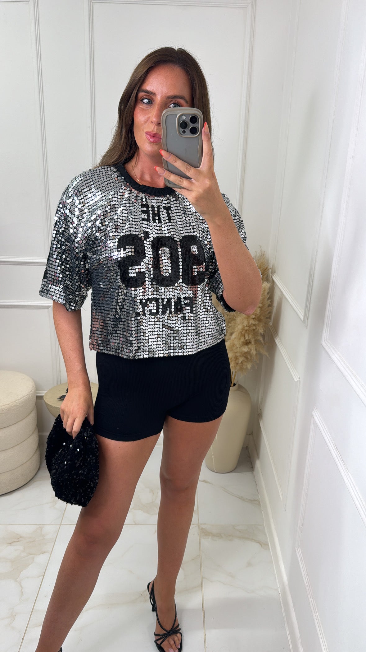BLAKELY silver sequin 90s top