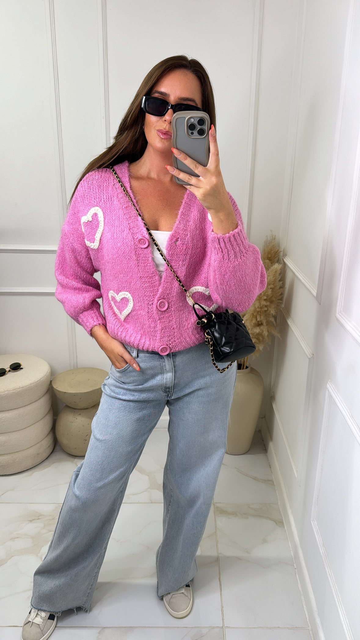 GIANNA pink heart cardigan