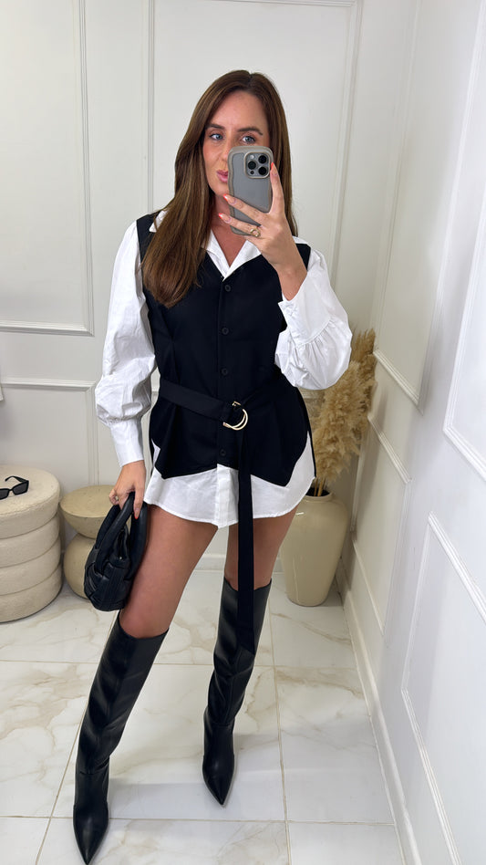 ELLEN black belted oversized shirt