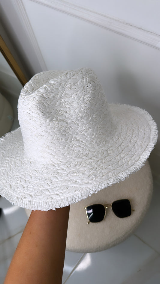 POPPY white raffia fedora