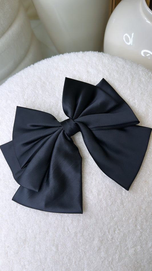 LAYLA black silk hair bow