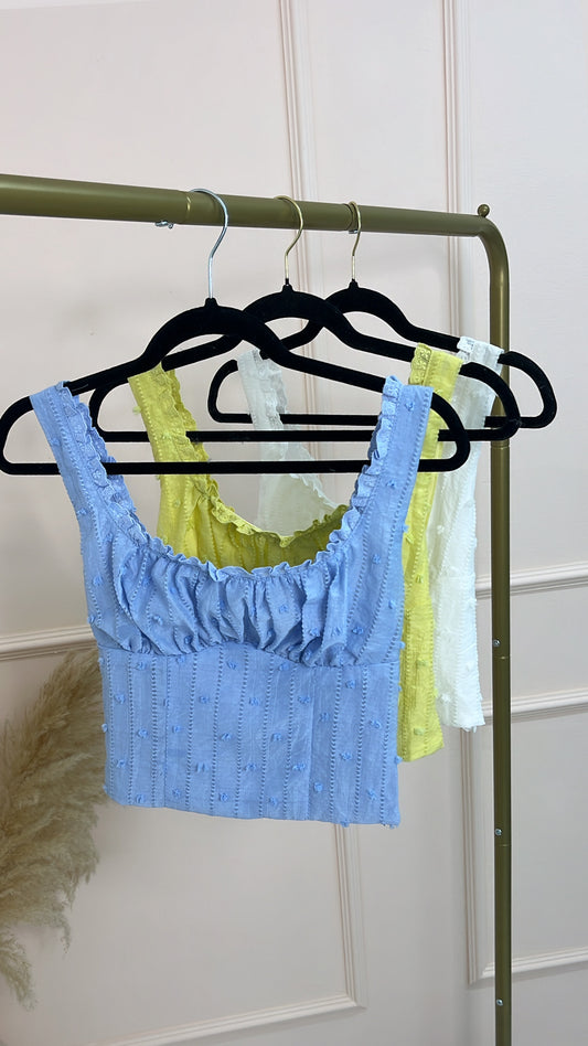 MISSY blue broiderie anglaise top