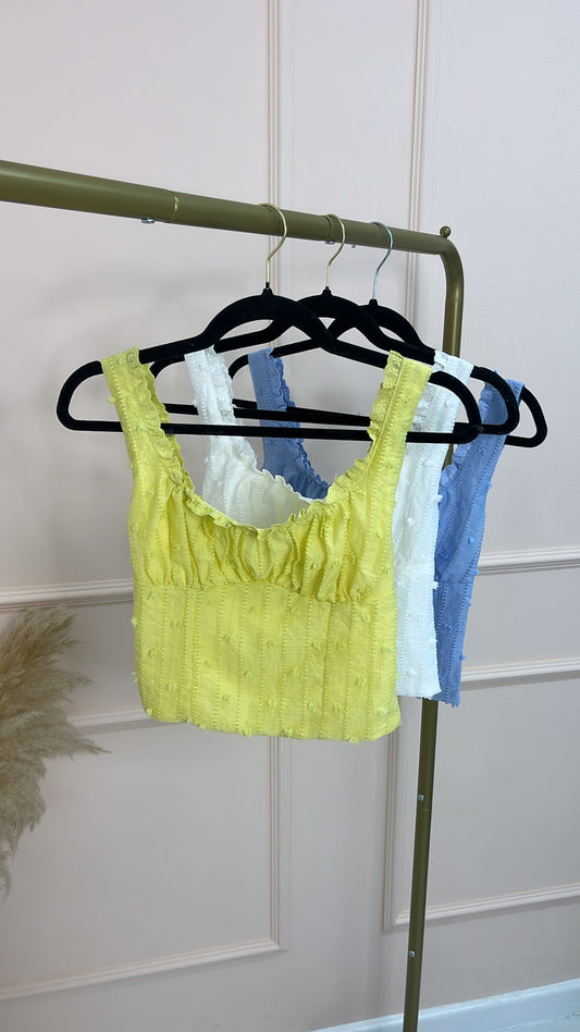 MISSY yellow broiderie anglaise top
