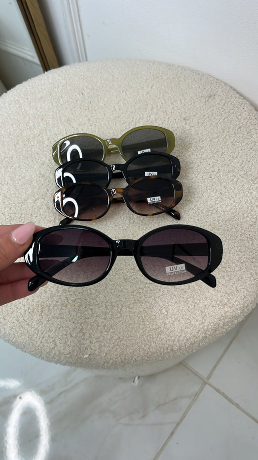 CORA black oval sunglasses