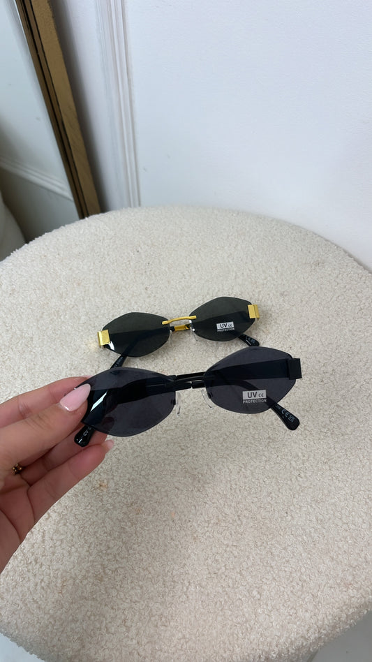 PEARL black hexagonal frame sunglasses