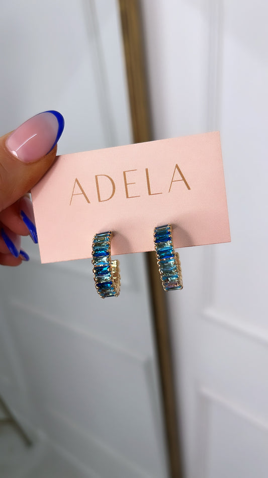 HARRIET blue diamante hoop earrings